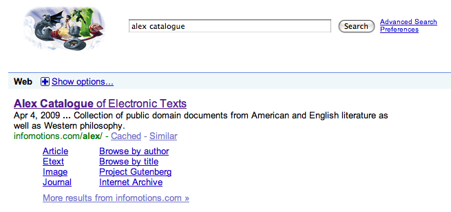 Mini screen shot of Alex on Google